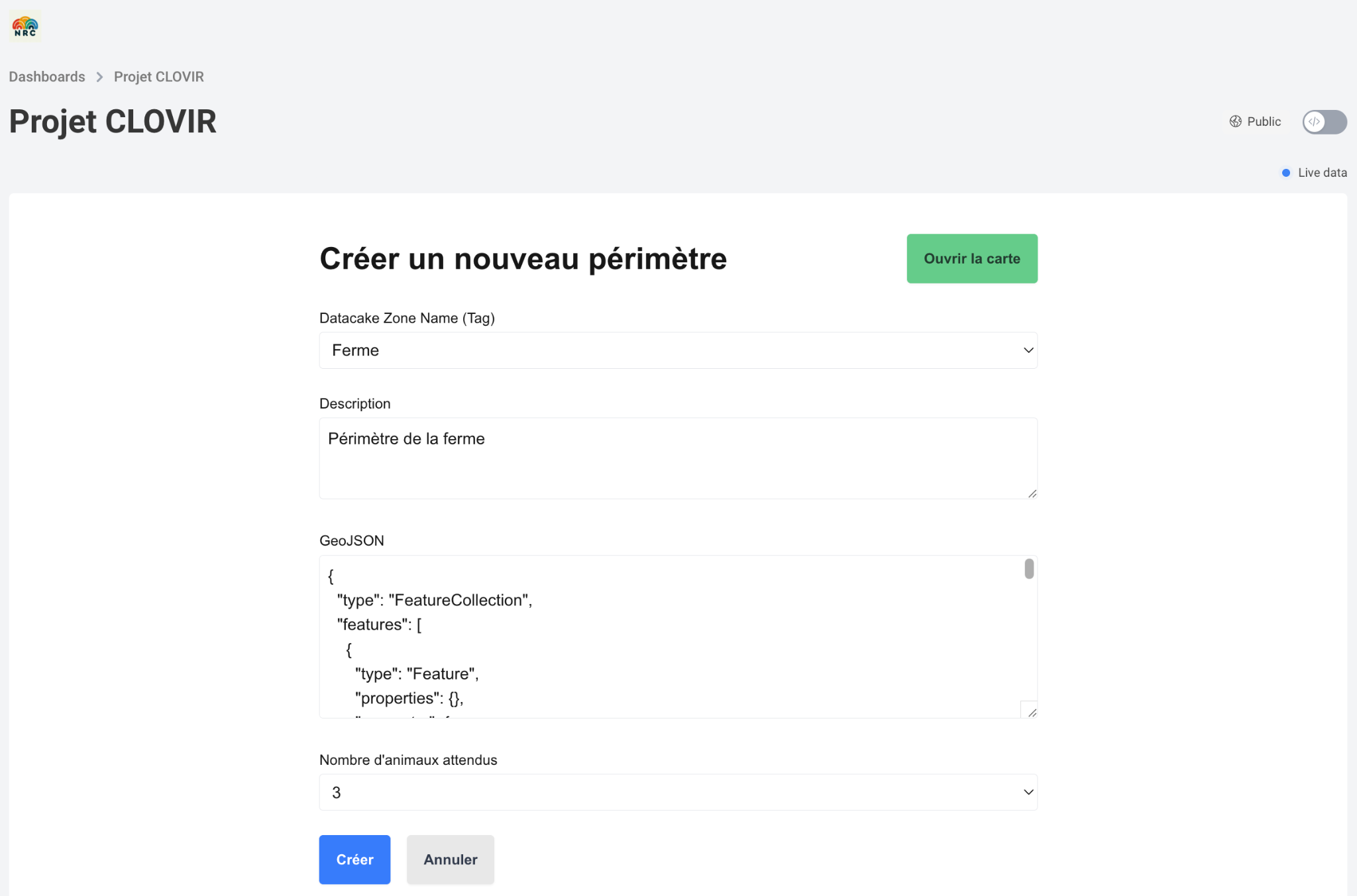 Perimeter settings example